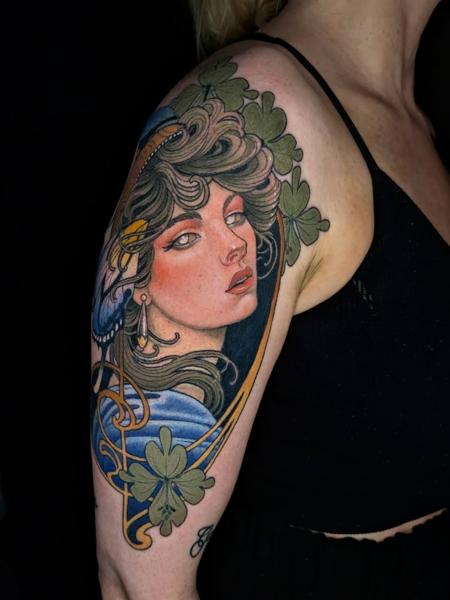 Art nouveau art nouveau woman tattoo by @rocio_todisco