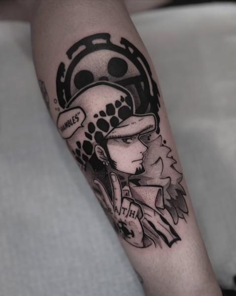Anime anime character tattoo by @romanos.mel