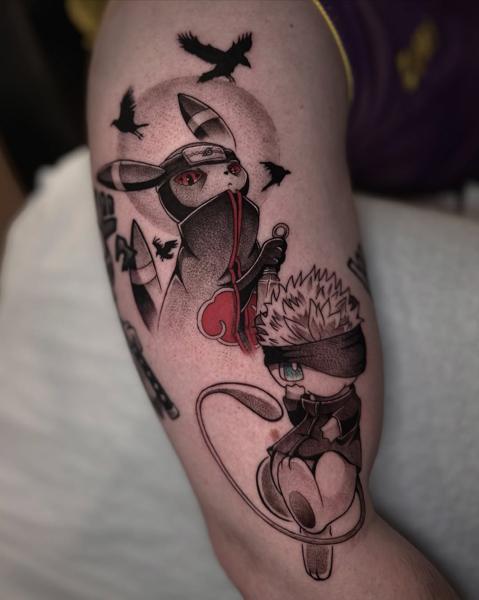 Anime anime characters tattoo by @romanos.mel