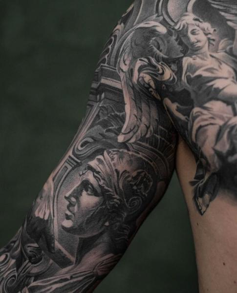 Realism baroque figures tattoo by @rubentattooer