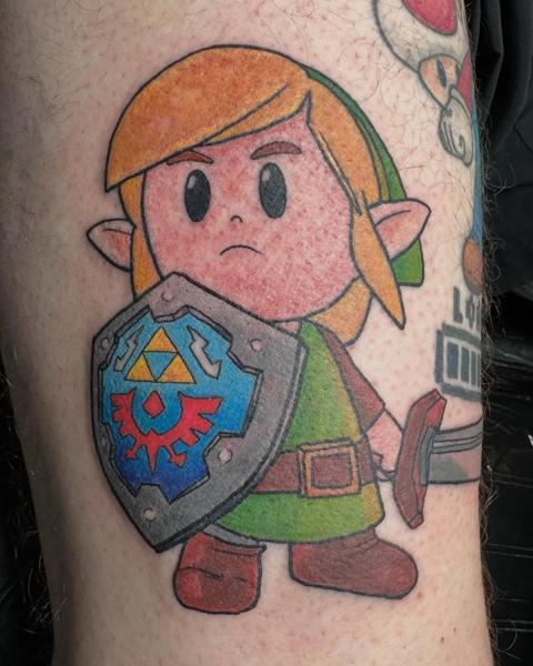 Traditional cartoon warrior tattoo by @sad_sam_tattoos