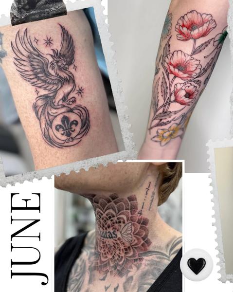Linework phoenix tattoo by @samclaridgetattoos