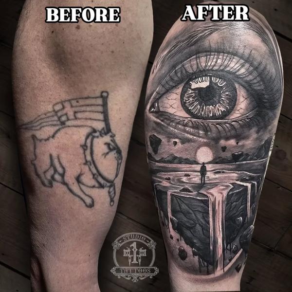 Surrealism surreal eye landscape tattoo by @startattooist
