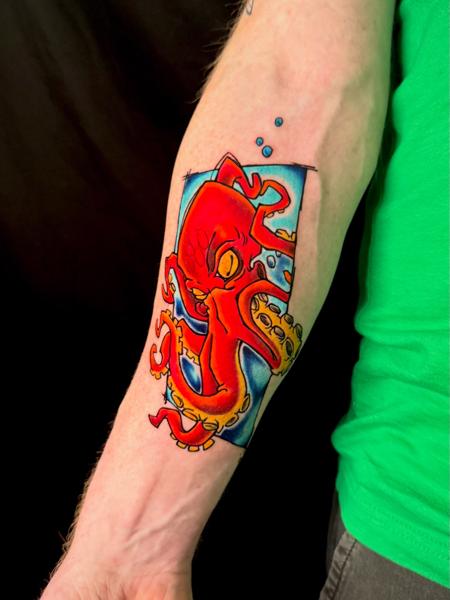New School octopus tattoo by @sandrosecchin