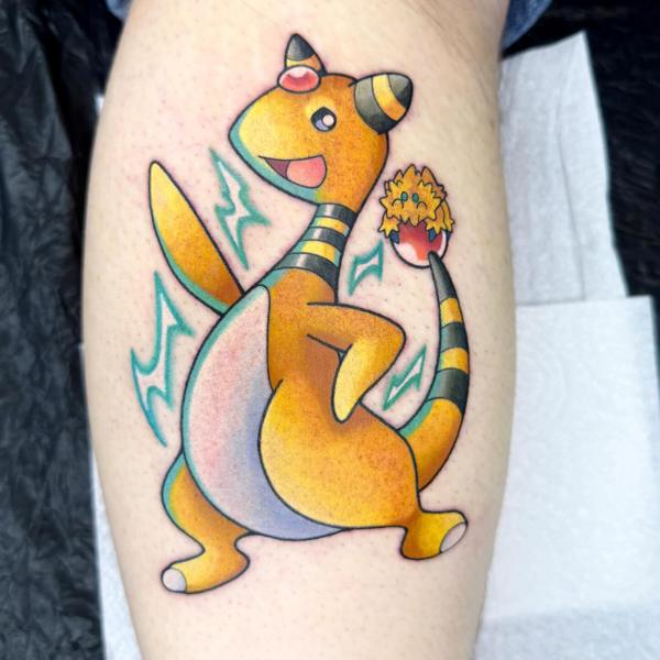 Anime cartoon creature tattoo by @sabstars