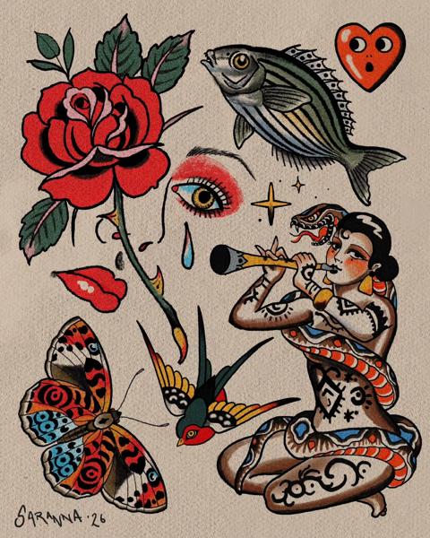 Traditional snake woman tattoo by @saranna_tattoo