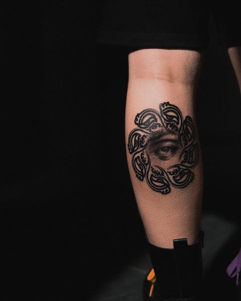 Blackwork ornamental eye tattoo by @sasha.tattooist