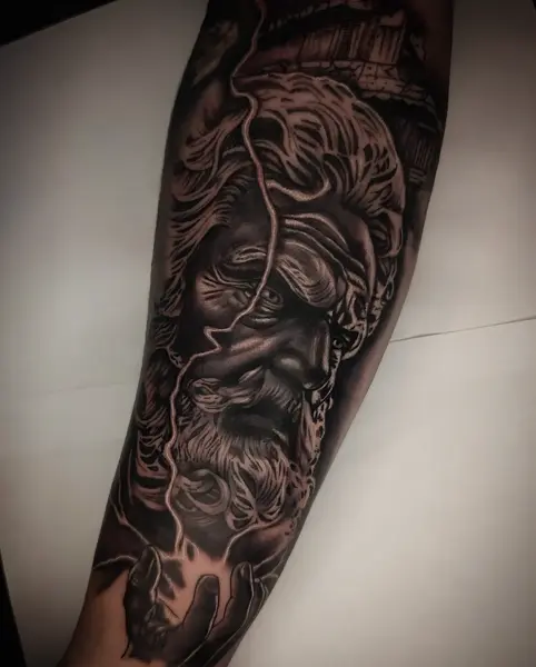 Realism mythological figure tattoo by @rayne.tattoos