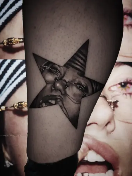 Realism star portrait tattoo by @rayne.tattoos