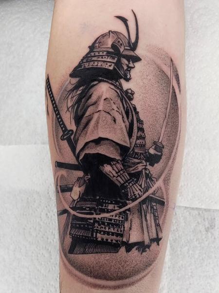 Illustrative samurai warrior tattoo by @sean.dwyer.tattoo