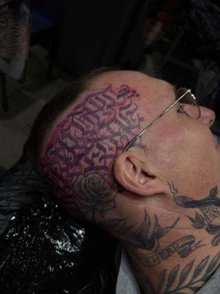 Geometric geometric script tattoo by @sebfuryone