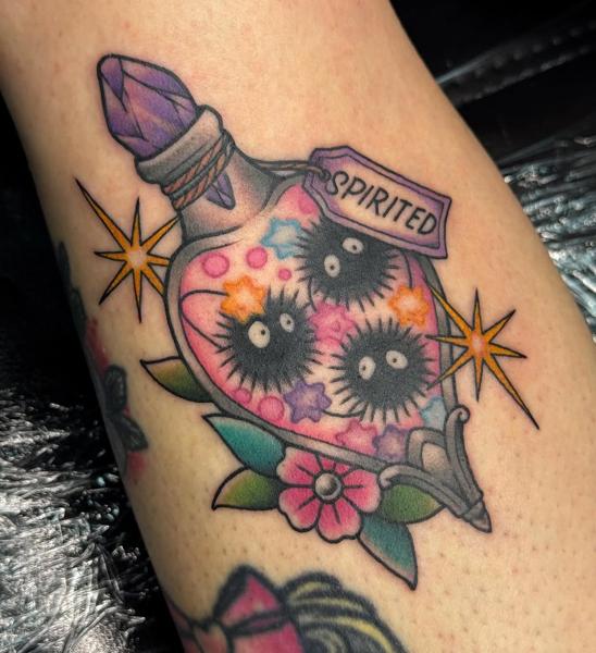 Anime anime potion bottle tattoo by @sharitattoos