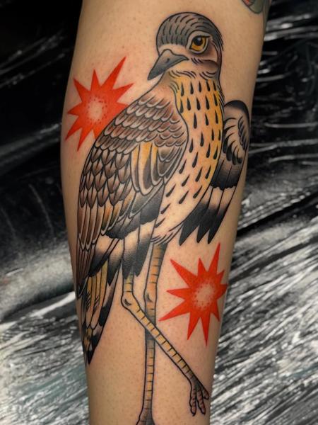 Traditional traditional bird tattoo by @sharitattoos