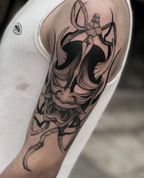 Japanese hannya mask tattoo by @shoutone_