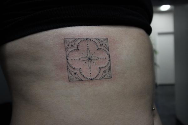 Fine Line geometric pattern tattoo by @sidryantattoo