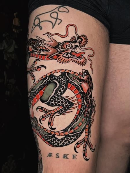 Japanese traditional traditional dragon tattoo by @siggytattoo