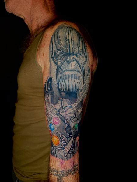 Realism comic villain tattoo by @inkedsiren_tattoo