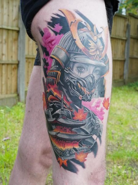 Japanese samurai helmet tattoo by @inkedsiren_tattoo
