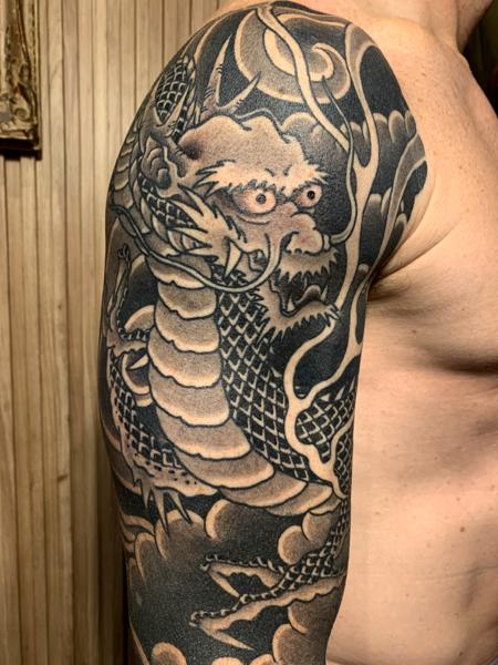 Japanese dragon tattoo by @smallpaultattoo