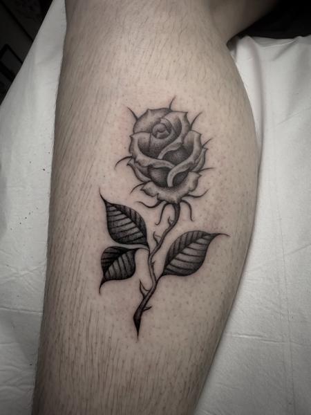 Blackwork black rose tattoo by @sonnyrohantattoo