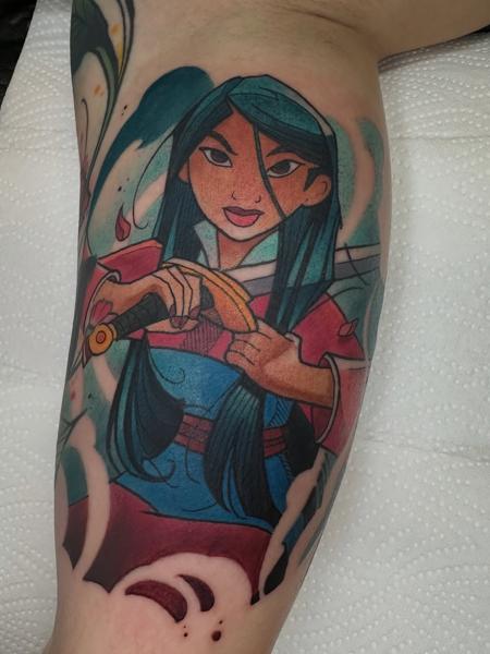 Illustrative mulan character tattoo by @amok893