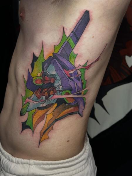 Anime evangelion mecha tattoo by @amok893