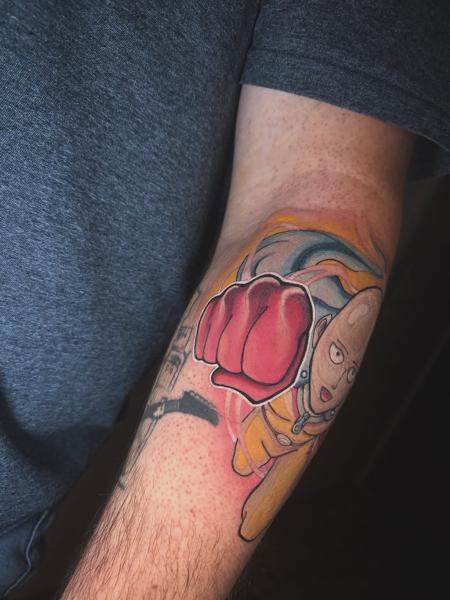Anime anime character punch tattoo by @delavina.ttt
