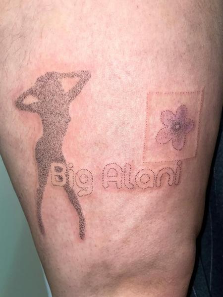 Dotwork silhouette and text tattoo by @pcpigeon