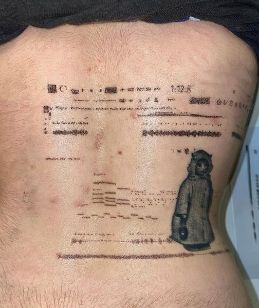 Glitch glitch character tattoo by @pcpigeon