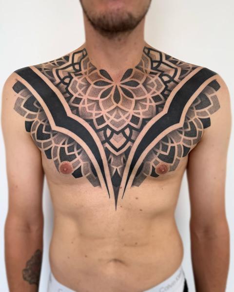 Geometric geometric mandala tattoo by @staceytattoos