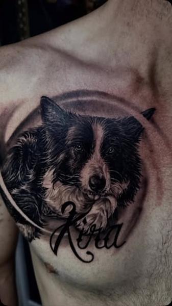Realism dog portrait tattoo by @stefan.catalin.druga