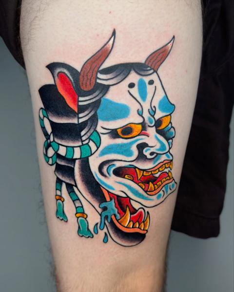 Japanese japanese demon tattoo by @stef_mits_tattoo