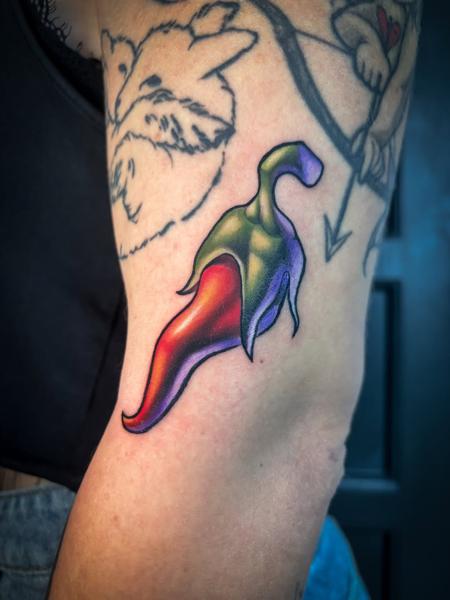 New school chili pepper tattoo by @stelios.linas