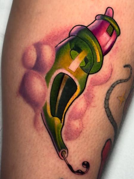 Neo-traditional stylized pepper tattoo by @stelios.linas