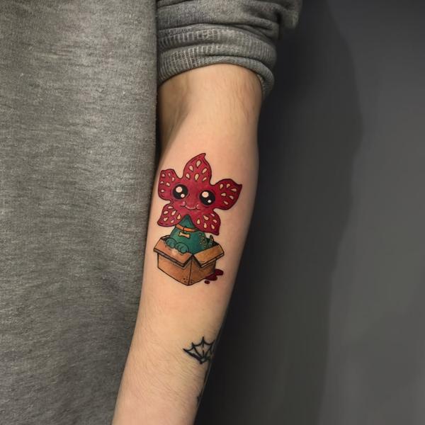 Anime cute monster tattoo by @delina_st_tattoo