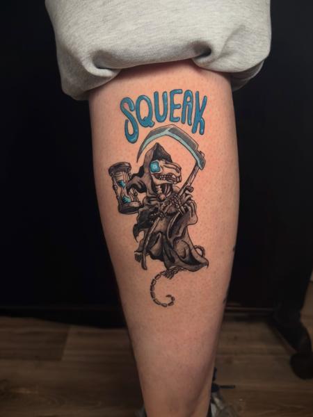 Illustrative grim reaper tattoo by @delina_st_tattoo