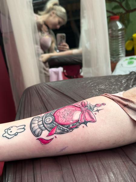 Color magical rose tattoo by @sue_tattoos