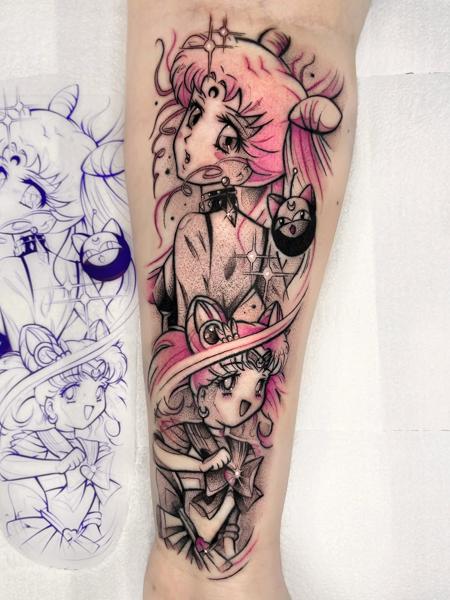 Anime sailor moon characters tattoo by @summerboreal