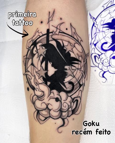 Blackwork goku silhouette tattoo by @summerboreal