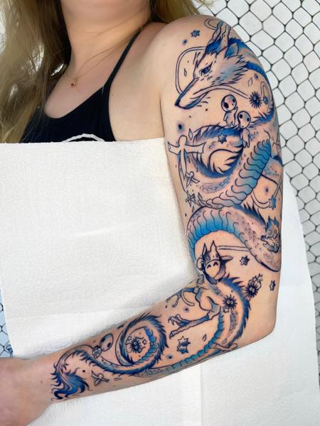 Anime ghibli dragon spirits tattoo by @summerboreal