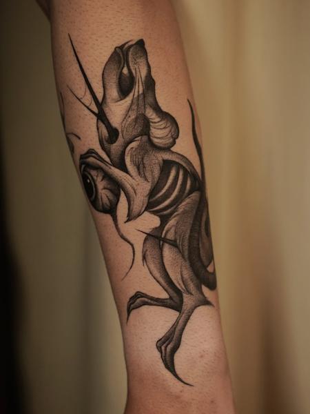 Blackwork abstract insect tattoo by @sylvia__ink