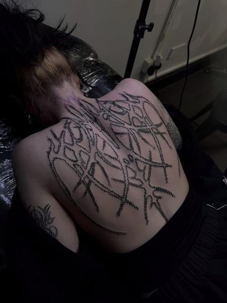 Dotwork abstract abstract patterns tattoo by @goretattoos