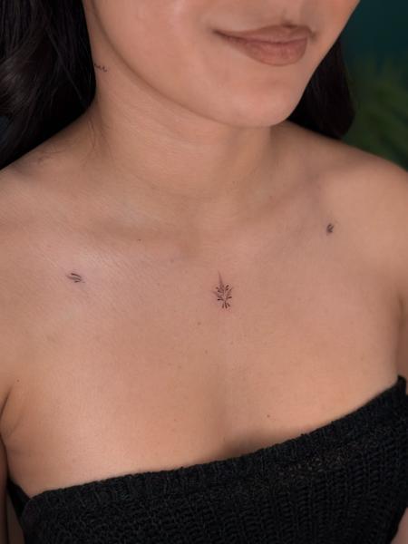 Fine line minimalist symbols tattoo by @tatti_ptc
