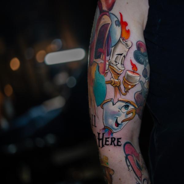 Color Realism animated characters tattoo by @the.comink