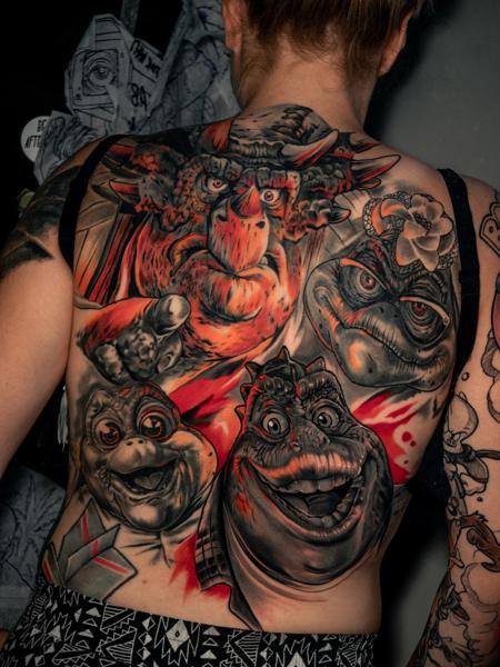 Realism dinosaur characters tattoo by @the.comink