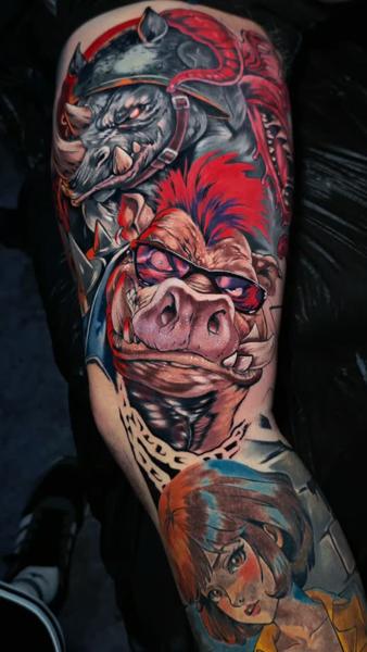 Realism cartoon characters tattoo by @the.comink