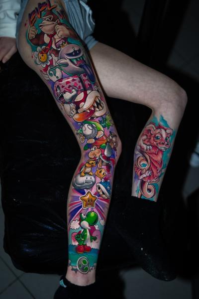 Color Realism video game characters tattoo by @the.comink