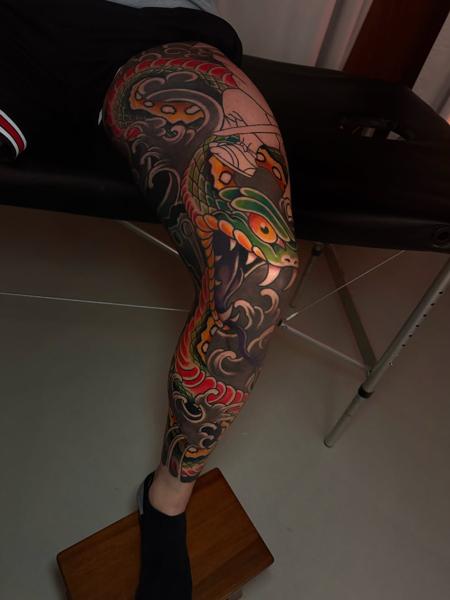 Japanese japanese snake tattoo by @broy_tattooer