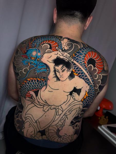 Japanese japanese warrior dragon tattoo by @broy_tattooer