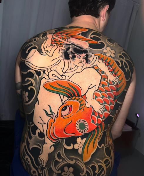 Japanese samurai koi tattoo by @broy_tattooer
